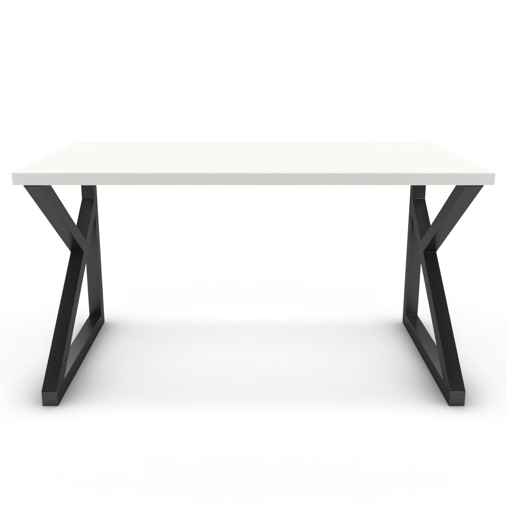 Íróasztal - Vritti fekete lábbal - Alpesi fehér, méret: 140x75