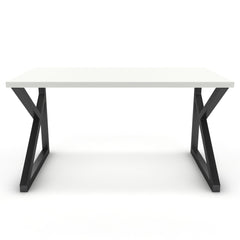 Íróasztal - Vritti fekete lábbal - Alpesi fehér, méret: 140x75