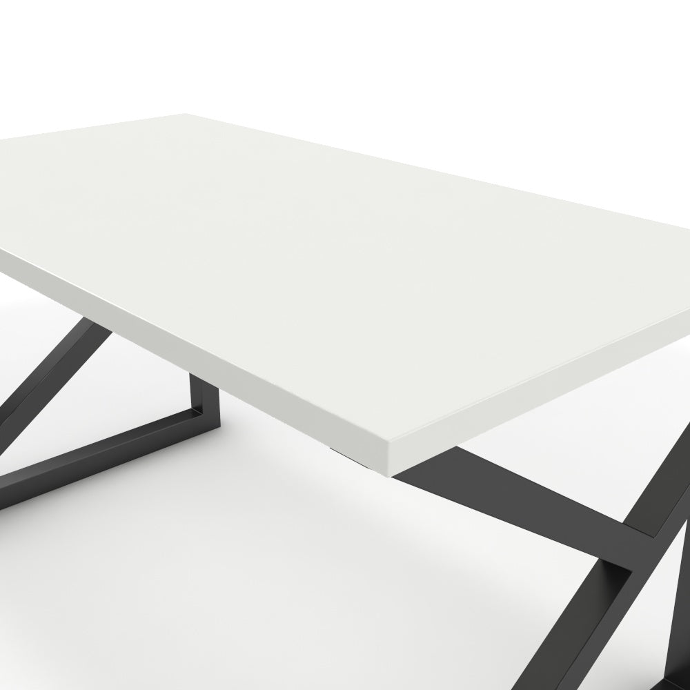 Íróasztal - Vritti fekete lábbal - Alpesi fehér, méret: 140x75