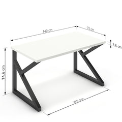 Íróasztal - Vritti fekete lábbal - Alpesi fehér, méret: 140x75