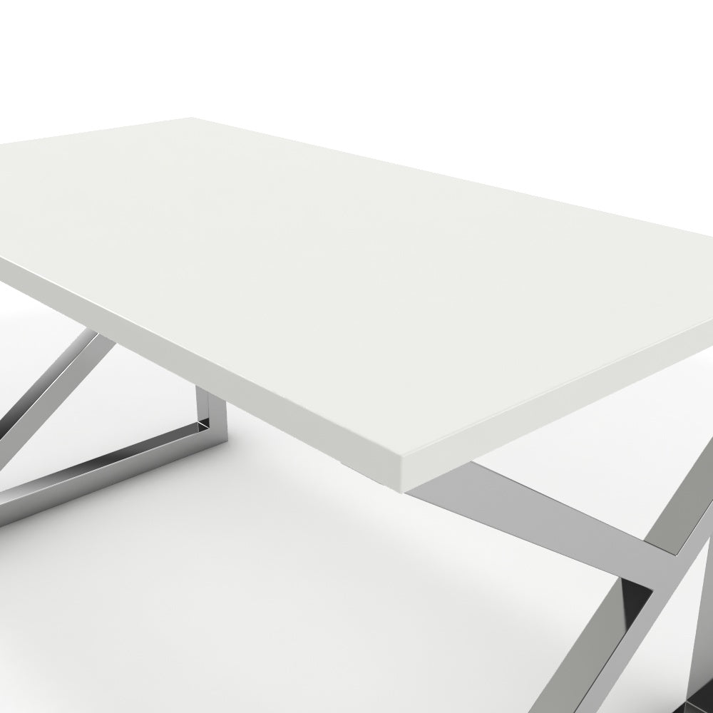 Íróasztal - Vritti króm lábbal - Alpesi fehér, méret: 140x75