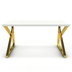 Íróasztal - Vritti arany lábbal - Alpesi fehér, méret: 140x75