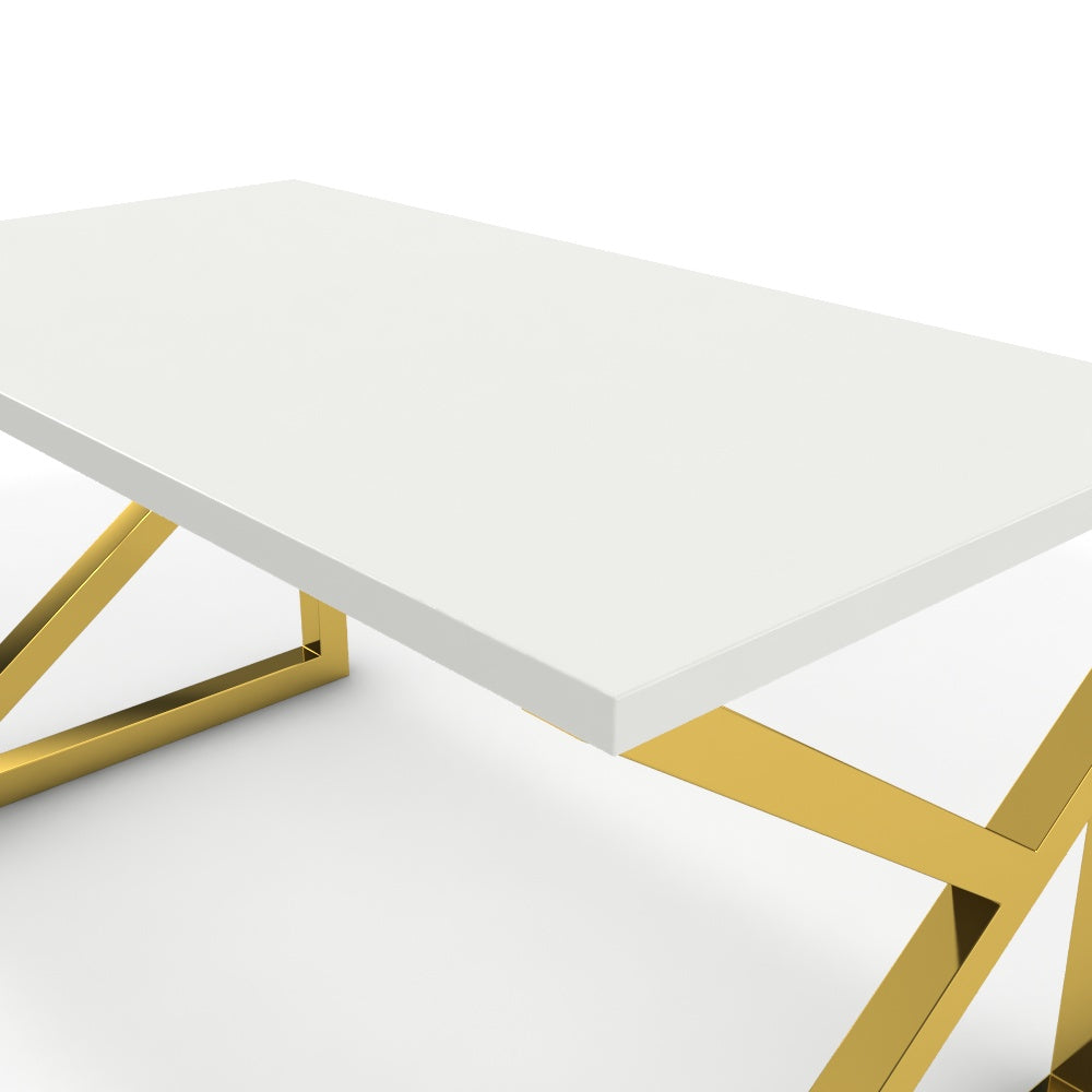 Íróasztal - Vritti arany lábbal - Alpesi fehér, méret: 140x75