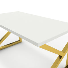 Íróasztal - Vritti arany lábbal - Alpesi fehér, méret: 140x75