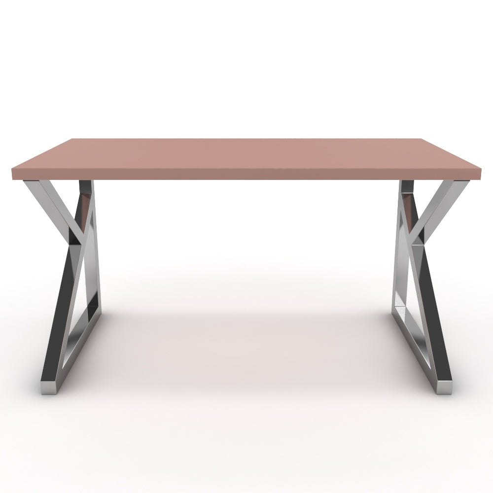 Íróasztal - Vritti króm lábbal - Antik rózsaszín, méret: 140x75