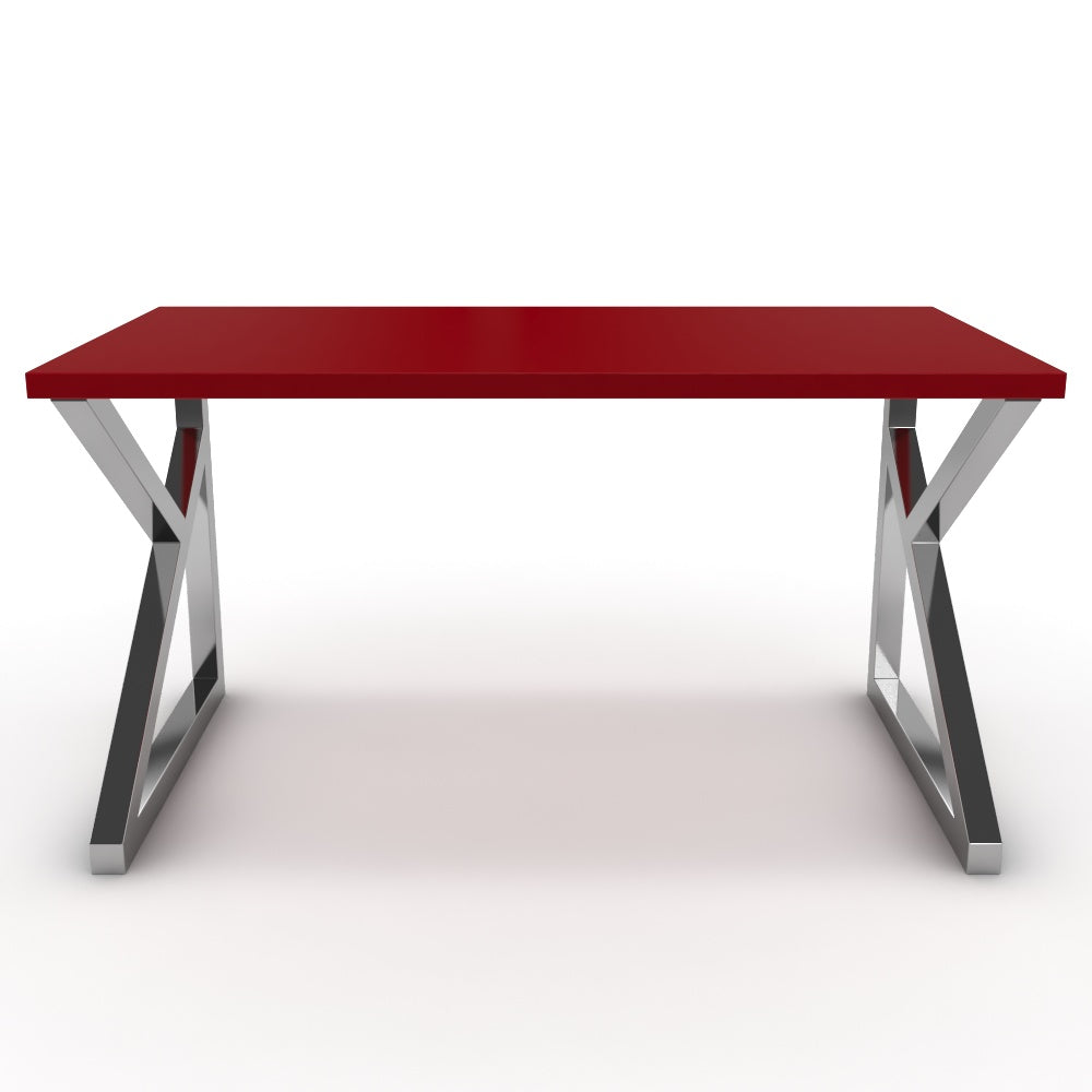 Íróasztal - Vritti króm lábbal - Chilli piros, méret: 140x75