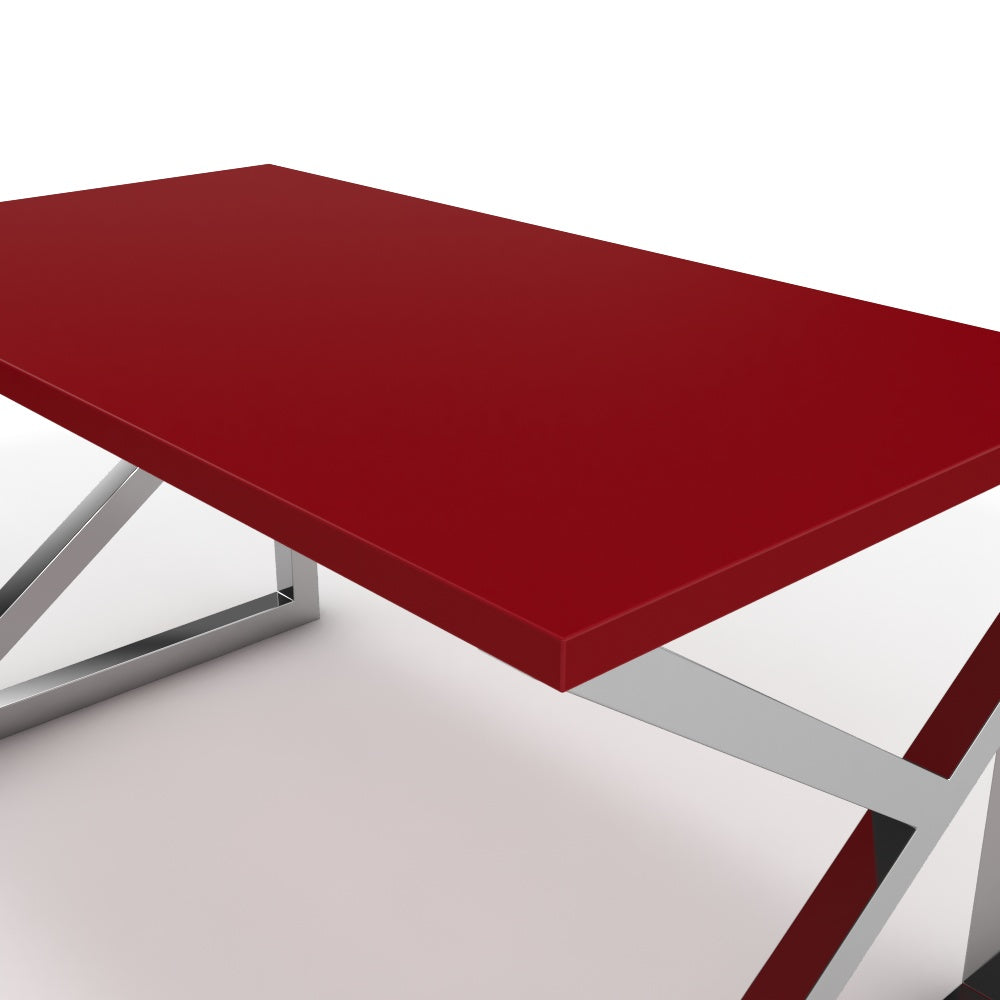 Íróasztal - Vritti króm lábbal - Chilli piros, méret: 140x75