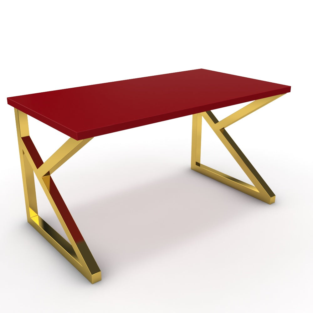 Íróasztal - Vritti arany lábbal - Chilli piros, méret: 140x75