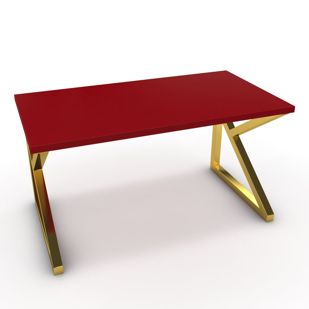 Íróasztal - Vritti arany lábbal - Chilli piros, méret: 140x75