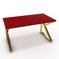 Íróasztal - Vritti arany lábbal - Chilli piros, méret: 140x75