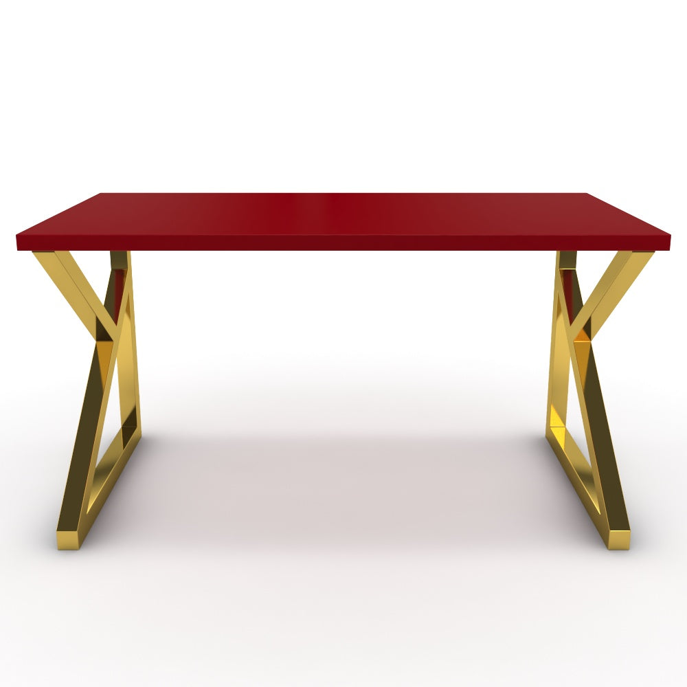 Íróasztal - Vritti arany lábbal - Chilli piros, méret: 140x75