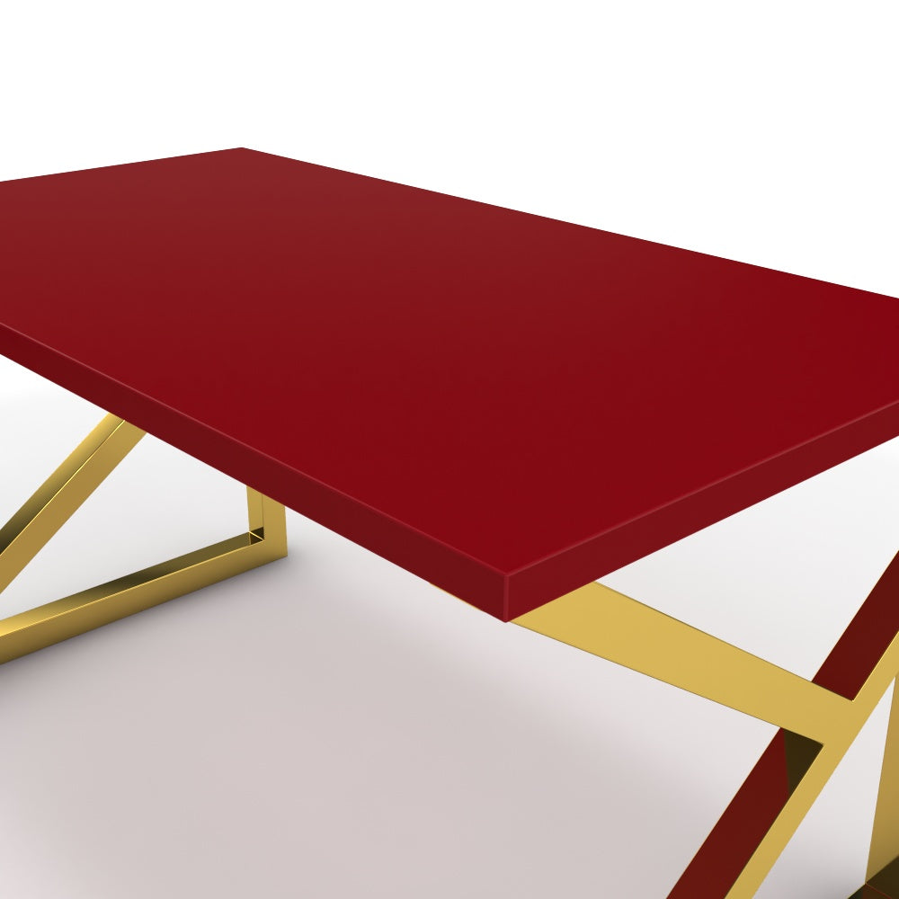 Íróasztal - Vritti arany lábbal - Chilli piros, méret: 140x75