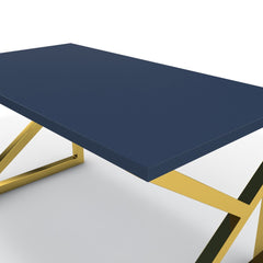Íróasztal - Vritti arany lábbal - Tiroli kék, méret: 140x75