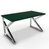 Íróasztal - Vritti króm lábbal - Forest zöld, méret: 140x75
