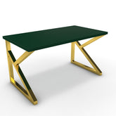 Íróasztal - Vritti arany lábbal - Forest zöld, méret: 140x75