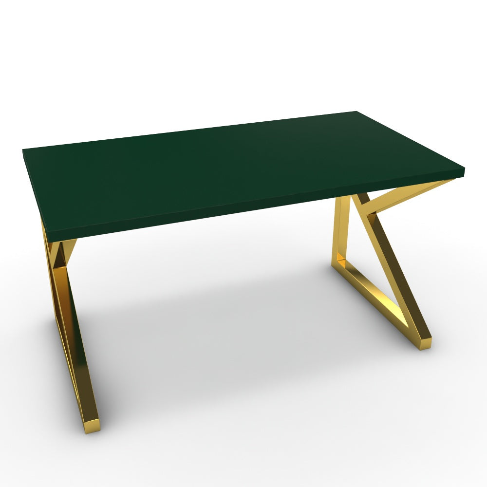 Íróasztal - Vritti arany lábbal - Forest zöld, méret: 140x75