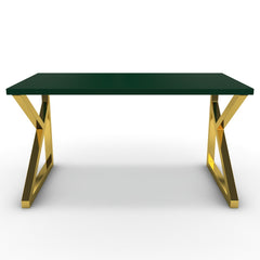 Íróasztal - Vritti arany lábbal - Forest zöld, méret: 140x75