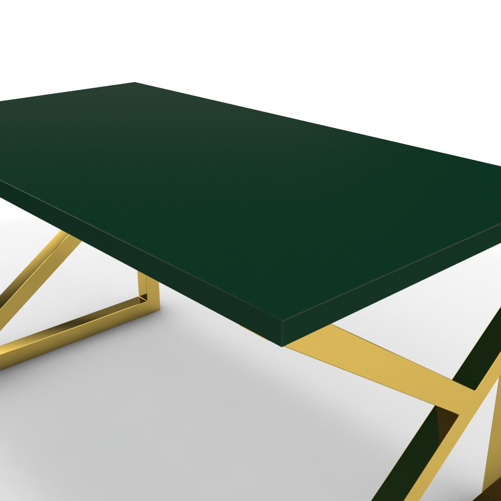 Íróasztal - Vritti arany lábbal - Forest zöld, méret: 140x75