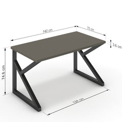 Íróasztal - Vritti fekete lábbal - Fosszil szürke, méret: 140x75