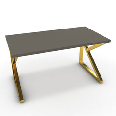 Íróasztal - Vritti arany lábbal - Fosszil szürke, méret: 140x75