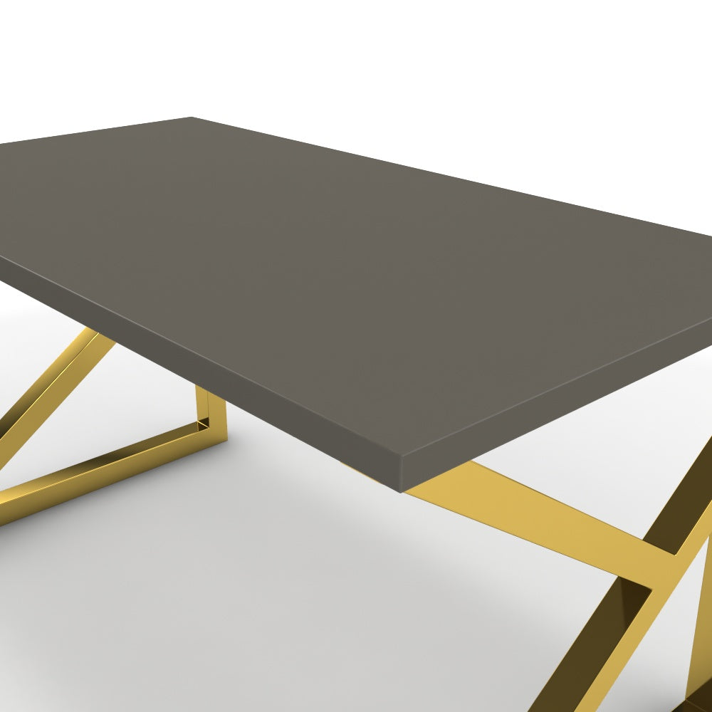 Íróasztal - Vritti arany lábbal - Fosszil szürke, méret: 140x75