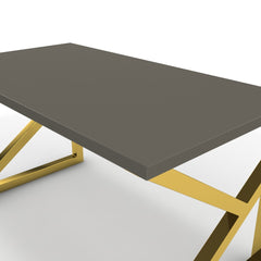 Íróasztal - Vritti arany lábbal - Fosszil szürke, méret: 140x75