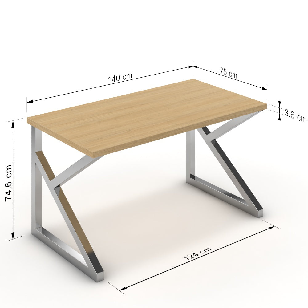 Íróasztal - Vritti króm lábbal - Vicenza tölgy, méret: 140x75