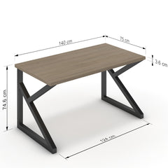 Íróasztal - Vritti fekete lábbal - Szürke Vicenza tölgy, méret: 140x75