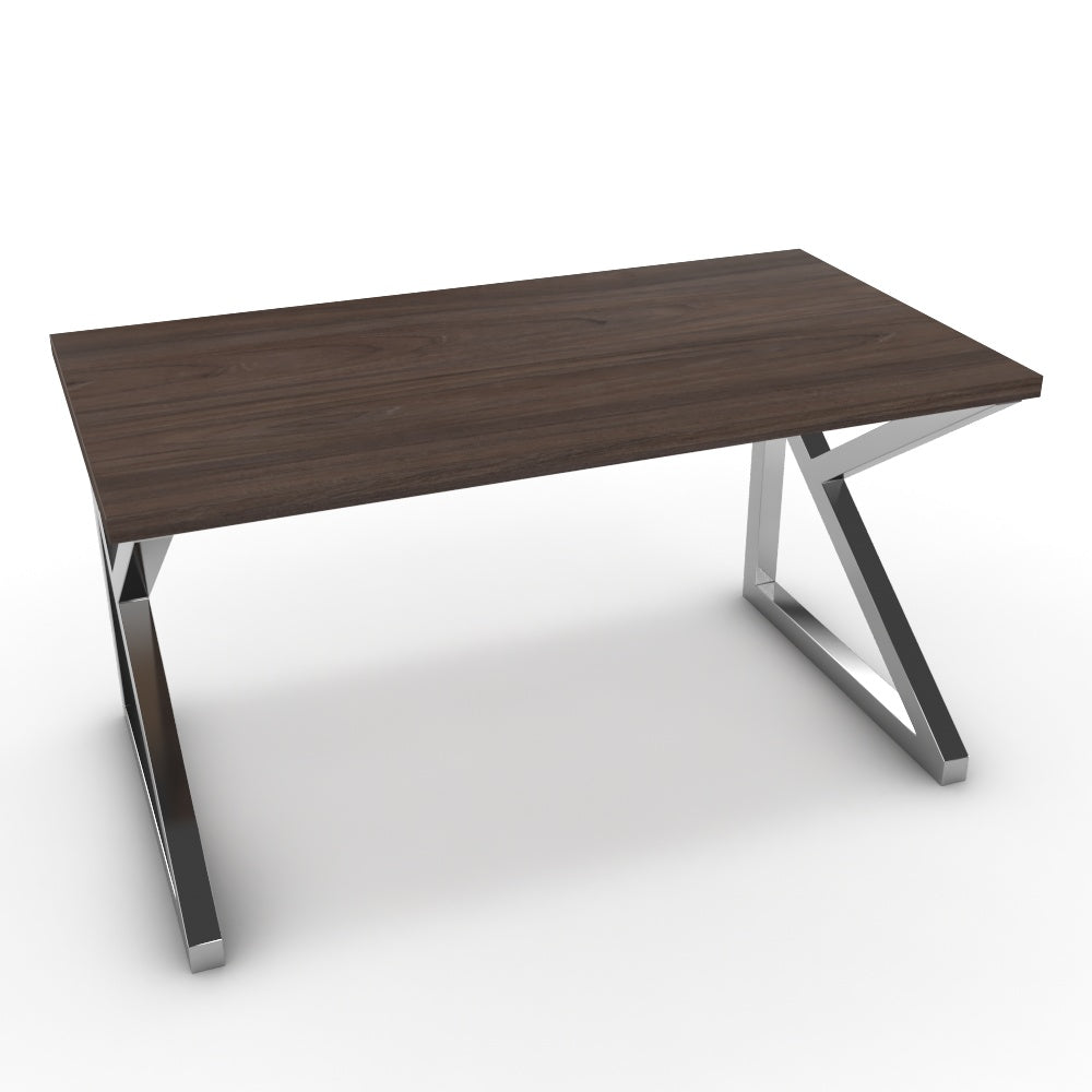 Íróasztal - Vritti króm lábbal - Sötét rauna szil, méret: 140x75