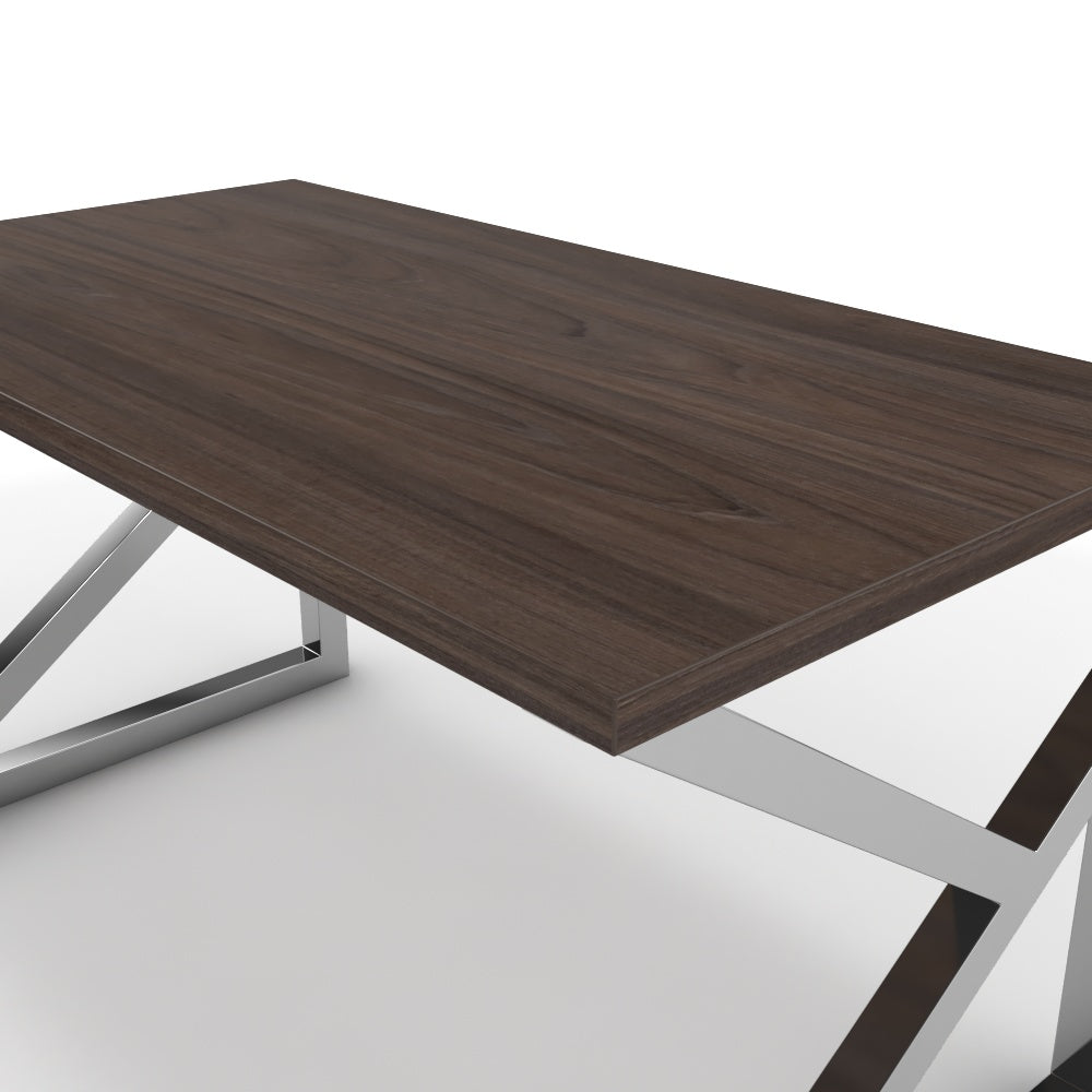 Íróasztal - Vritti króm lábbal - Sötét rauna szil, méret: 140x75