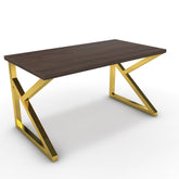 Íróasztal - Vritti arany lábbal - Sötét rauna szil, méret: 140x75
