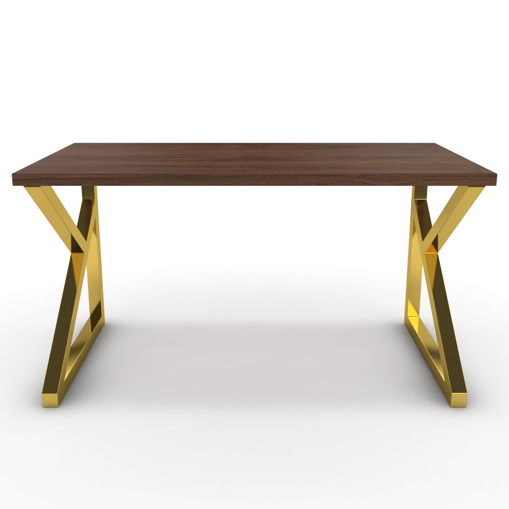 Íróasztal - Vritti arany lábbal - Mogyoró, méret: 140x75