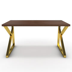 Íróasztal - Vritti arany lábbal - Mogyoró, méret: 140x75