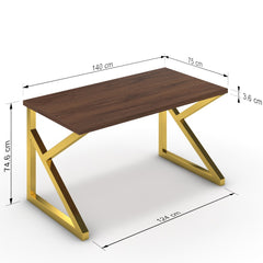 Íróasztal - Vritti arany lábbal - Mogyoró, méret: 140x75