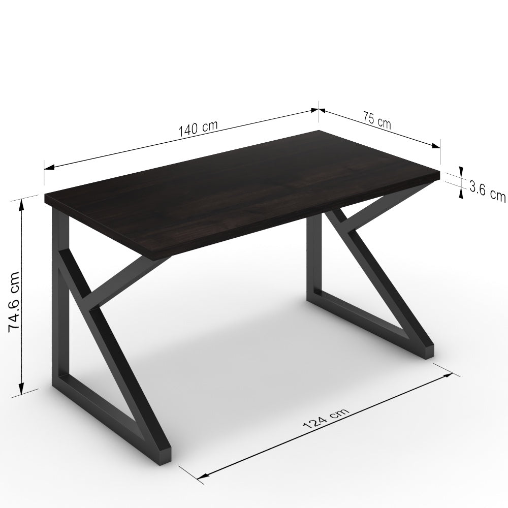 Íróasztal - Vritti fekete lábbal - Füstölt dió, méret: 140x75