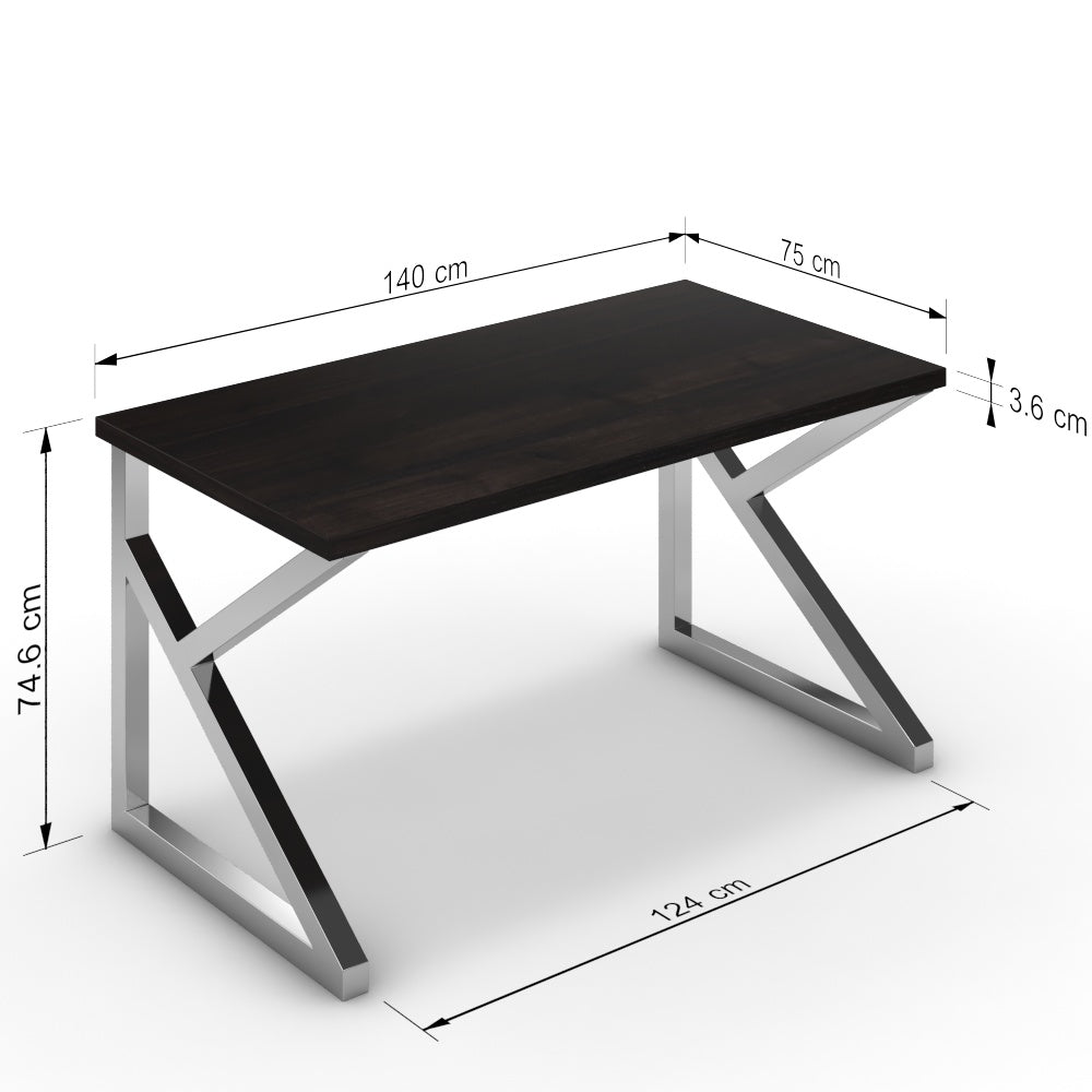 Íróasztal - Vritti króm lábbal - Füstölt dió, méret: 140x75