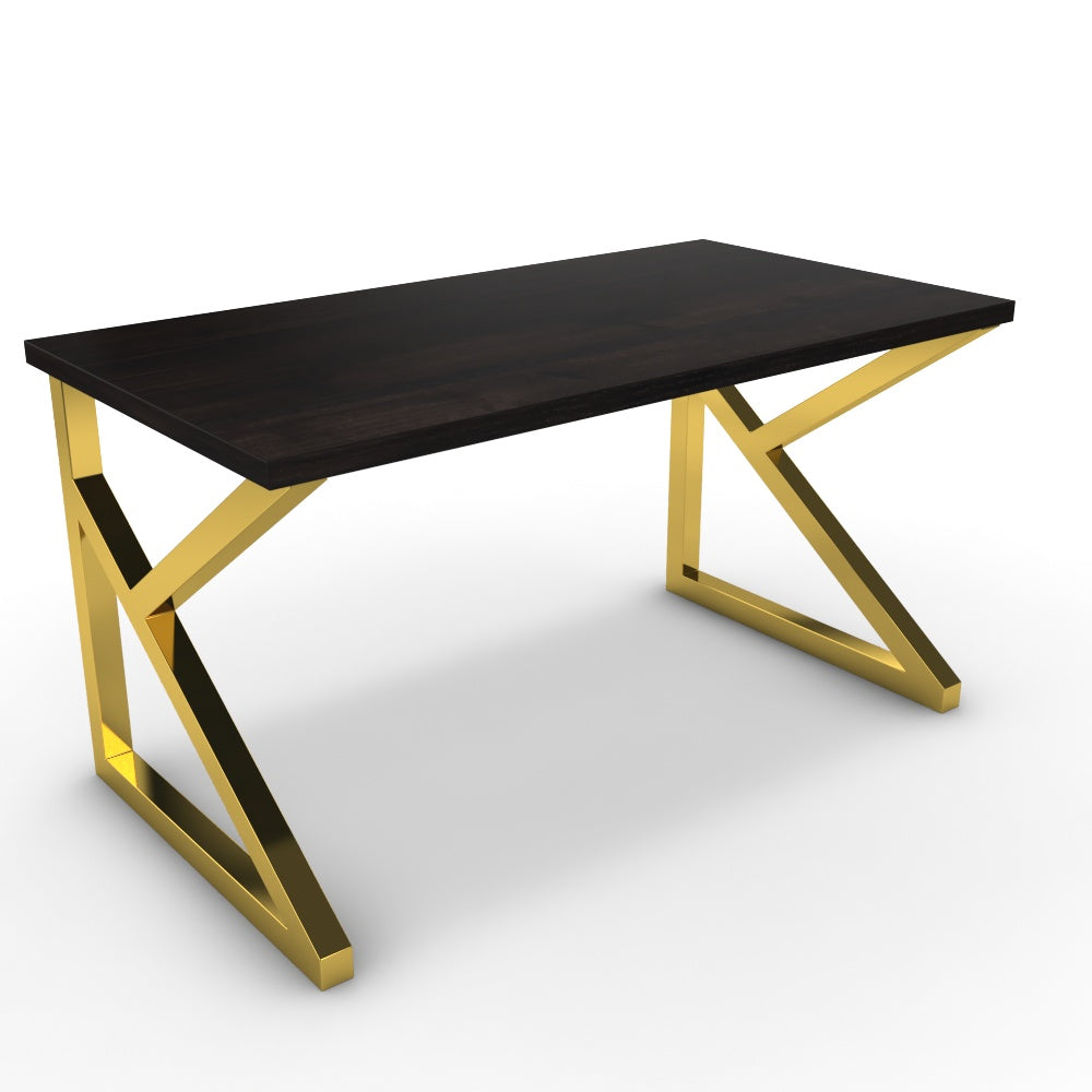 Íróasztal - Vritti arany lábbal - Füstölt dió, méret: 140x75