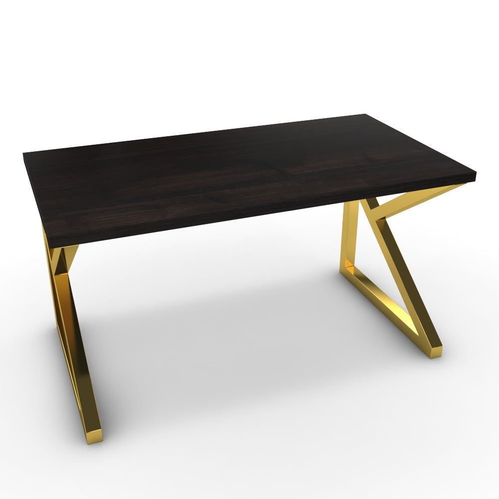 Íróasztal - Vritti arany lábbal - Füstölt dió, méret: 140x75