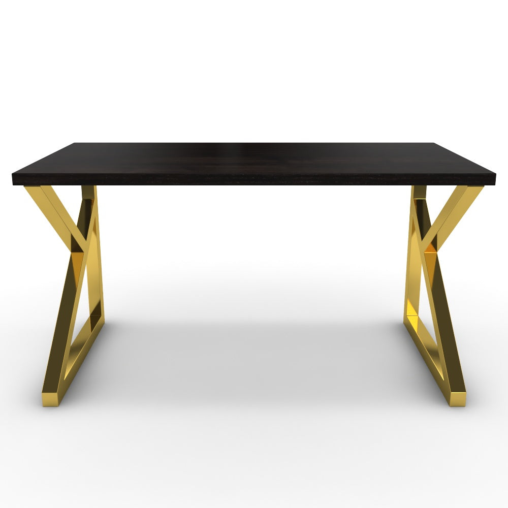 Íróasztal - Vritti arany lábbal - Füstölt dió, méret: 140x75