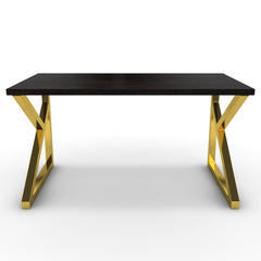 Íróasztal - Vritti arany lábbal - Füstölt dió, méret: 140x75