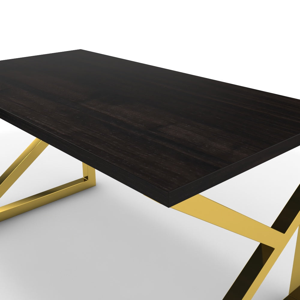 Íróasztal - Vritti arany lábbal - Füstölt dió, méret: 140x75