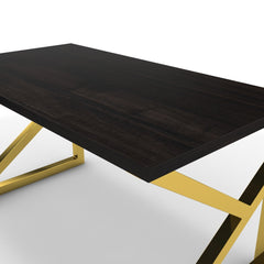 Íróasztal - Vritti arany lábbal - Füstölt dió, méret: 140x75