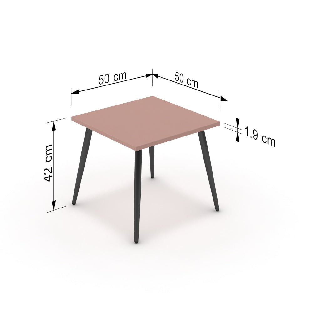 Dohányzóasztal - Manu fekete lábbal - Antik rózsaszín, méret: 50x50