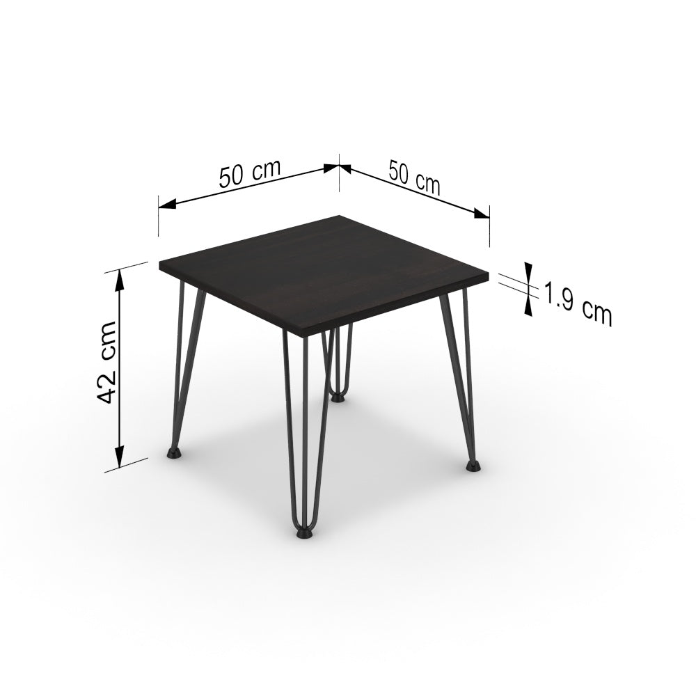 Dohányzóasztal - Linga fekete lábbal - Füstölt dió, méret: 50x50