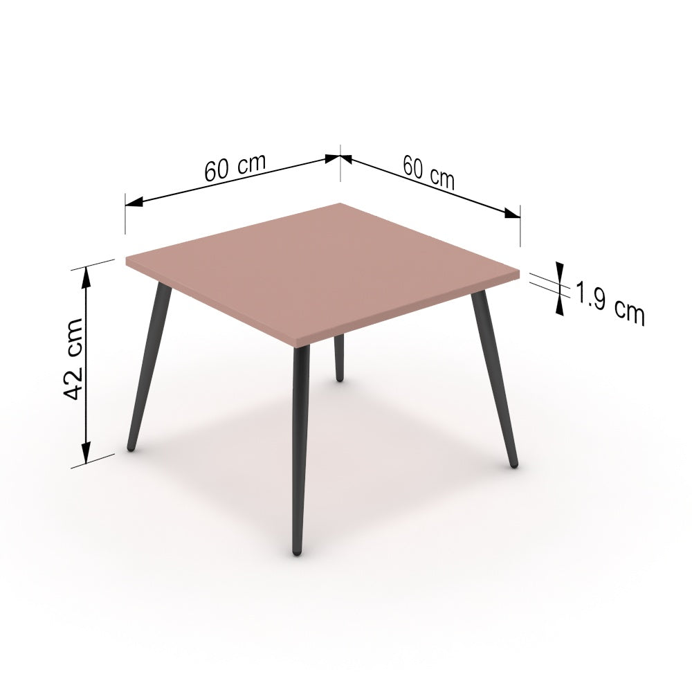 Dohányzóasztal - Manu fekete lábbal - Antik rózsaszín, méret: 60x60