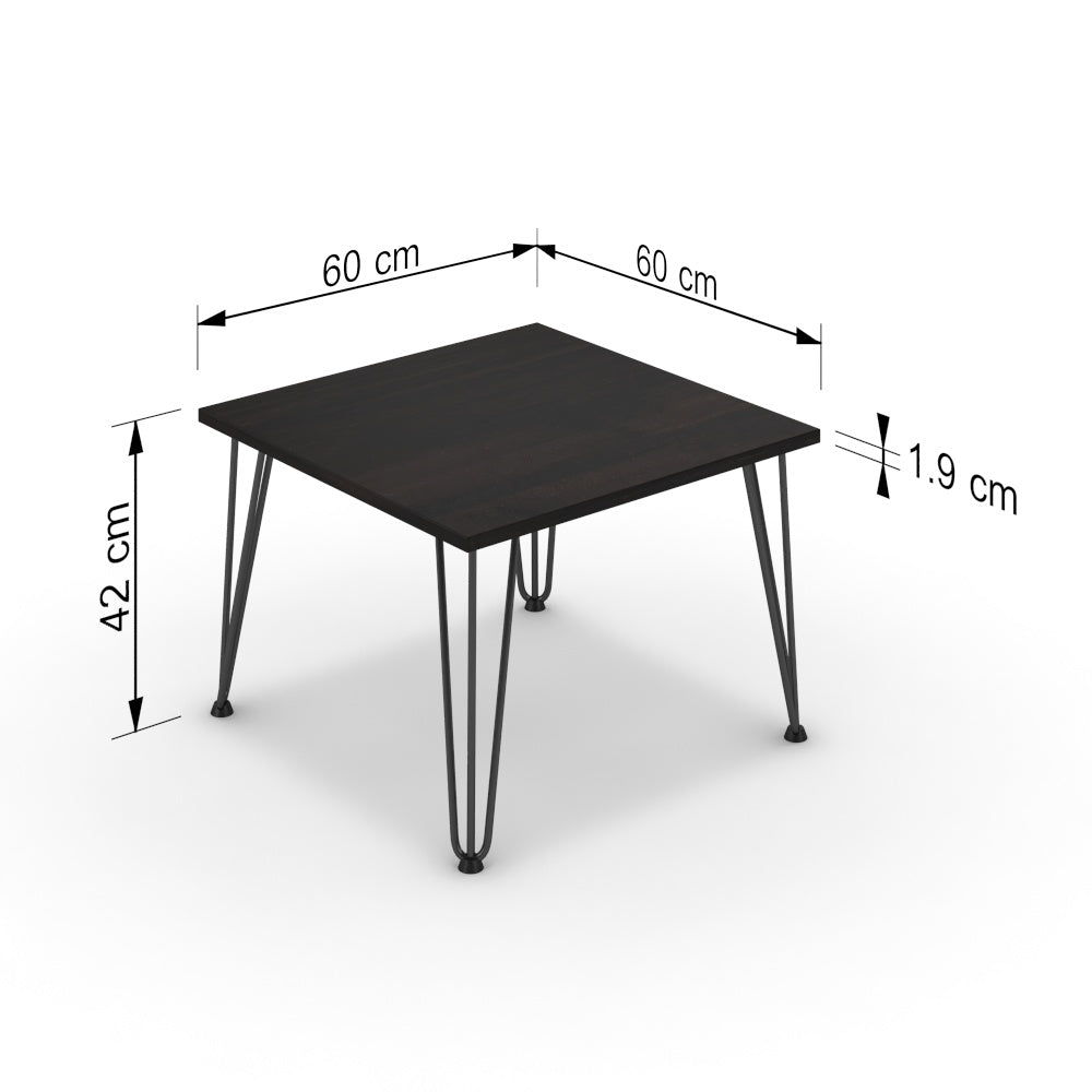 Dohányzóasztal - Linga fekete lábbal - Füstölt dió, méret: 60x60