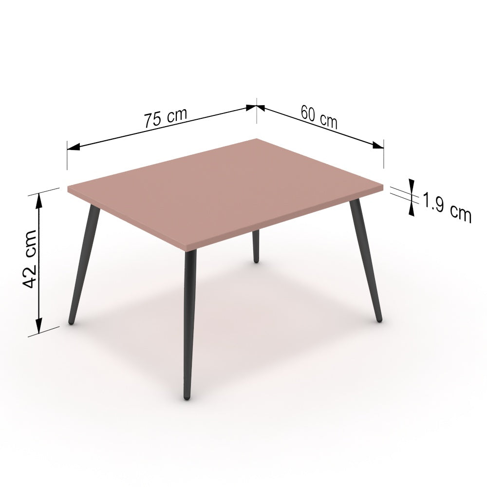 Dohányzóasztal - Manu fekete lábbal - Antik rózsaszín, méret: 75x60