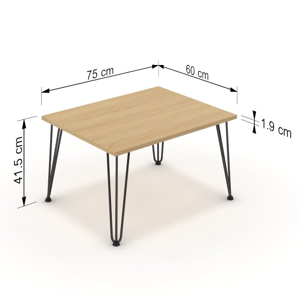 Dohányzóasztal - Linga fekete lábbal - Vicenza tölgy, méret: 75x60