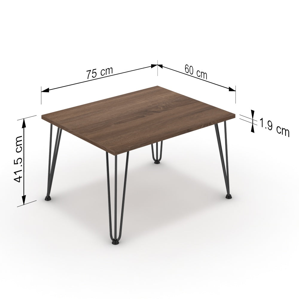 Dohányzóasztal - Linga fekete lábbal - Barna sonoma tölgy, méret: 75x60