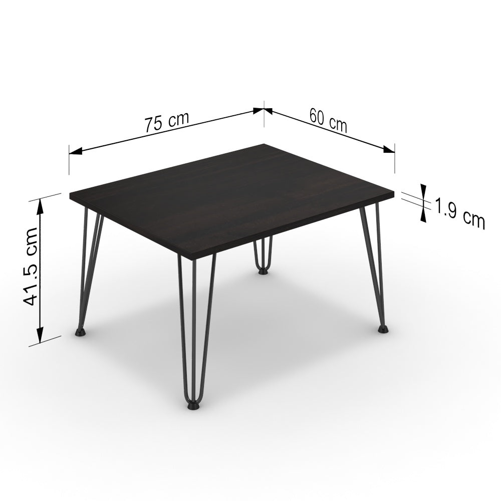 Dohányzóasztal - Linga fekete lábbal - Füstölt dió, méret: 75x60